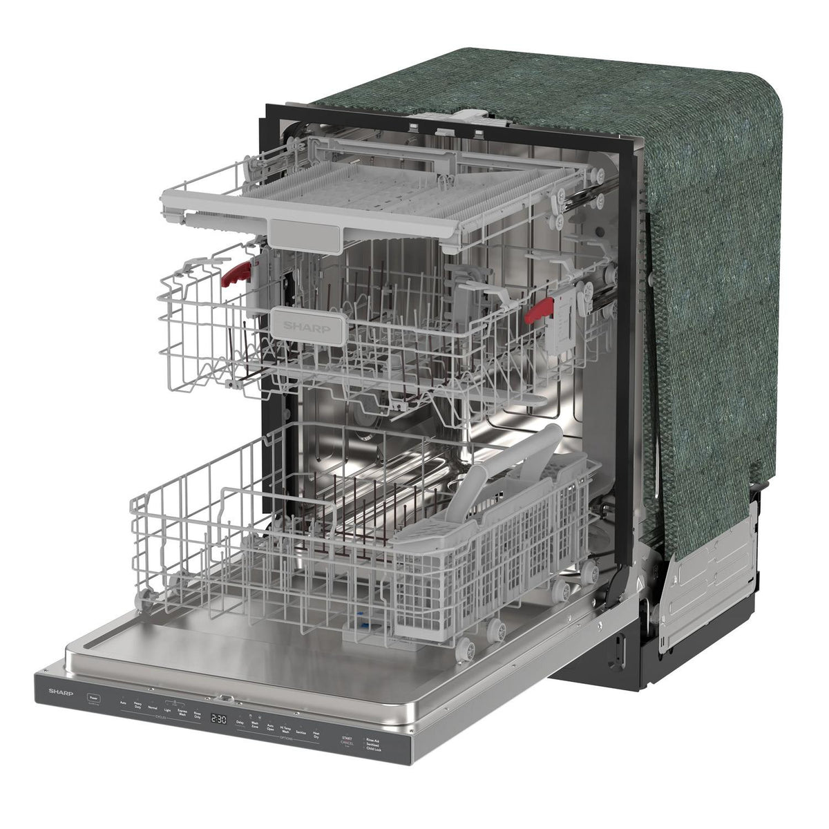 Sharp SDW6735DNS 24" Top Control Stainless Steel Pocket Handle 49 Dba Dishwasher With Auto Door Open