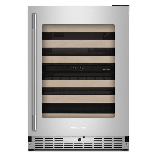 Kitchenaid KUWR524SPS 24" Undercounter Wine Cellar With Full-Extension Wood-Front Racks
