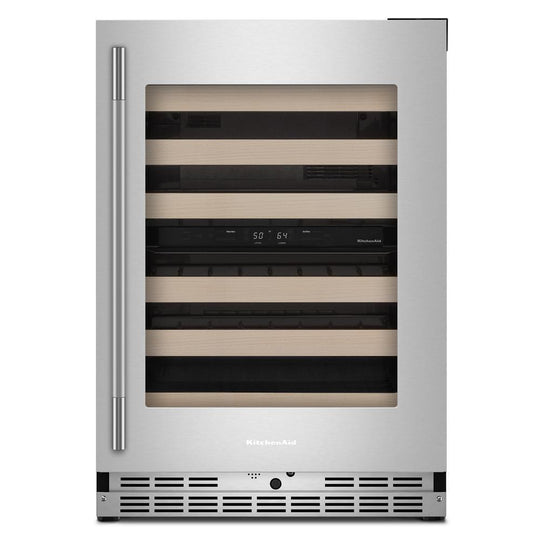 Kitchenaid KUWR524SPS 24" Undercounter Wine Cellar With Full-Extension Wood-Front Racks