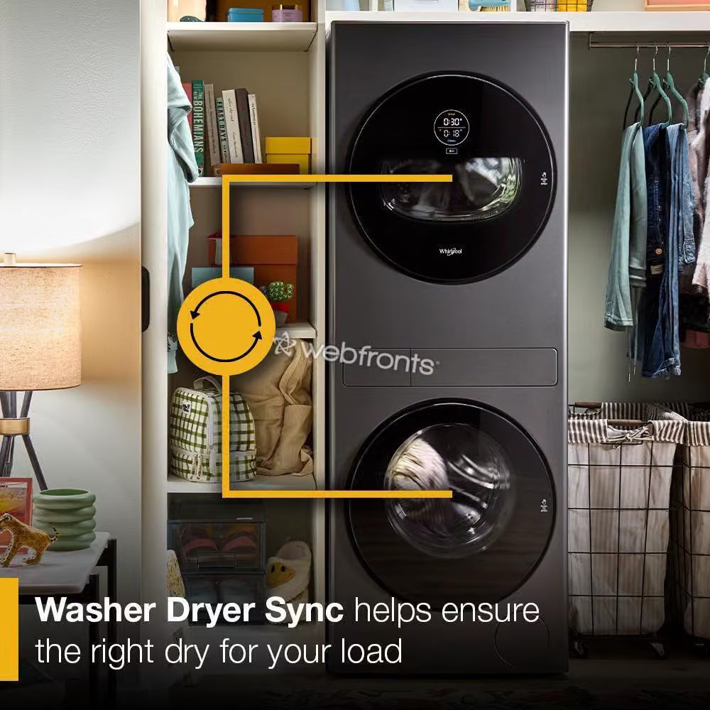 Whirlpool WFH5424SW Compact Energy Star® Ventless Heat Pump Laundry Tower With 2.7-Cu Ft Washer And Electric 4.3-Cu Ft Dryer