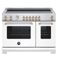 Bertazzoni MAS486INMBG 48 Inch Induction Range, 6 Heating Zones, Electric Oven - Gold Accents Bianco Matt/Gold