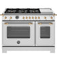 Bertazzoni HER486BTFGMXG 48 Inch All-Gas Range 6 Brass Burner And Griddle - Gold Accents Stainless Steel/Gold