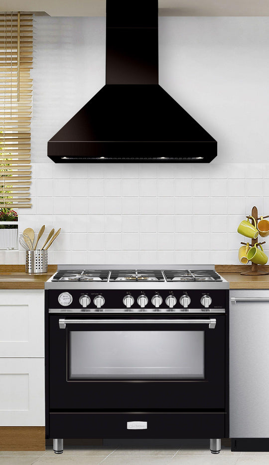 Verona VECHW36GGB 36" Designer Chimney Wall Hood- 600 Cfm - 4 Speeds