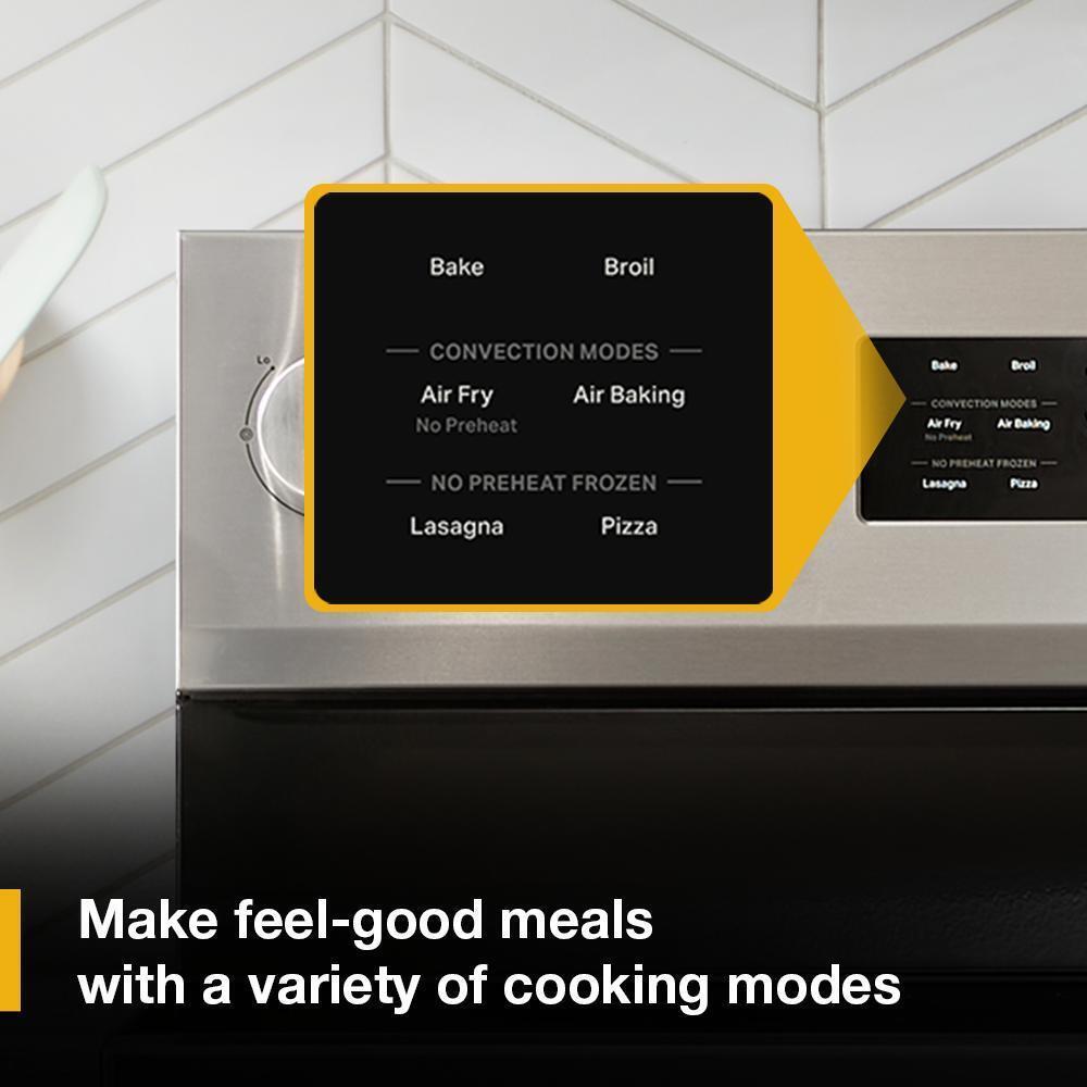 Whirlpool WFES4530SB 30-Inch Electric Range With Air Cooking Technology And Steam Clean