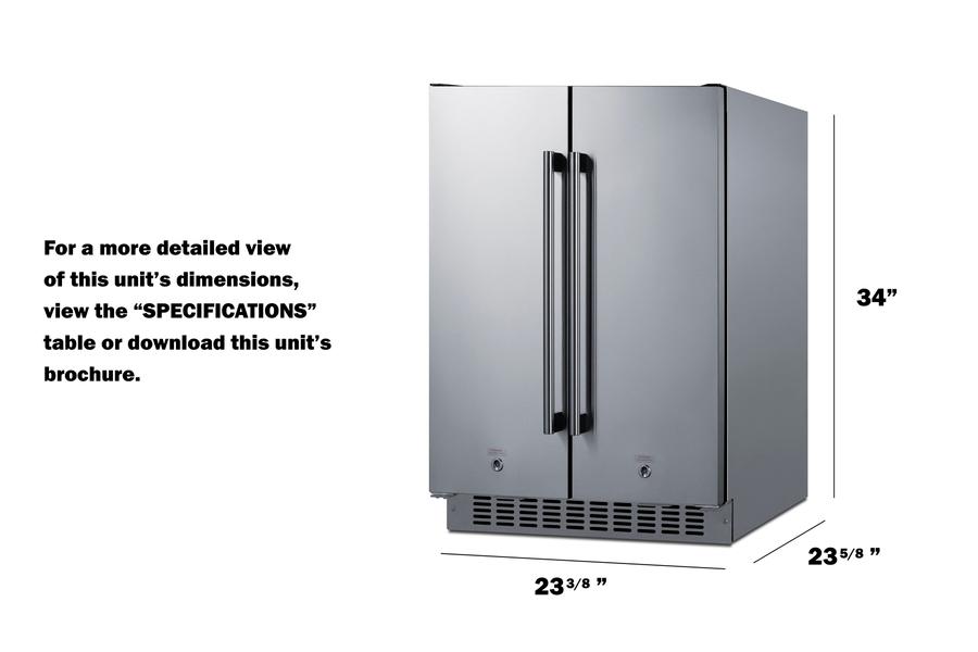 Summit FFRF24SSCSS 24" Wide Built-In Refrigerator-Freezer