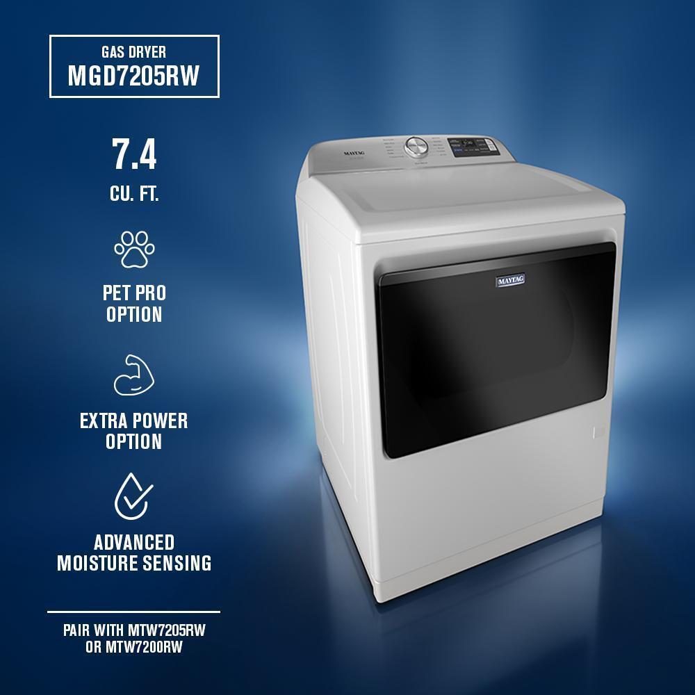 Maytag MGD7205RW 7.4 Cu Ft. Smart Top Load Dryer With Pet Pro Option