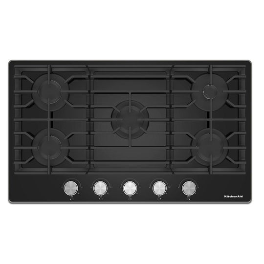 Kitchenaid KCGG536PBL 36" Gas-On-Glass Cooktop