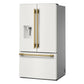 Kitchenaid KRFF436SPL 30 Cu. Ft. 36-Inch French Door Refrigerator With Exterior Water And Ice Dispenser And Wood-Look Sliding Tray In Porcelain White