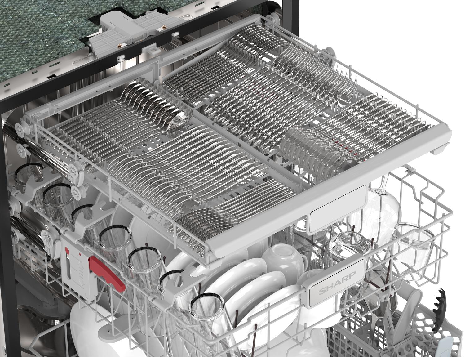 Sharp SDY6748SNS 24" Top Control Stainless Steel Handle 47 Dba Dishwasher With Auto Door Open