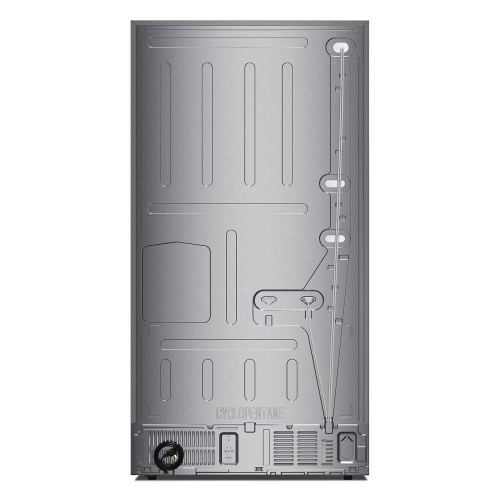 Kitchenaid KRFF436SPL 30 Cu. Ft. 36-Inch French Door Refrigerator With Exterior Water And Ice Dispenser And Wood-Look Sliding Tray In Porcelain White