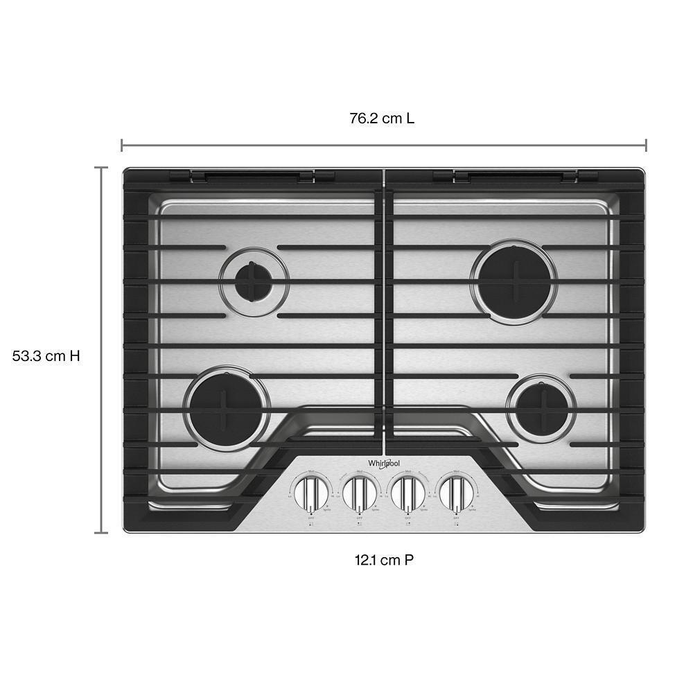 Whirlpool WCGK5030PS 30-Inch Gas Cooktop With Ez-2-Lift™ Hinged Cast-Iron Grates