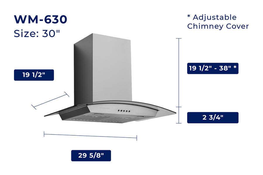 Hauslane WM630SS30 Hauslane Chef 30-In Convertible Stainless Steel Wall-Mounted Range Hood