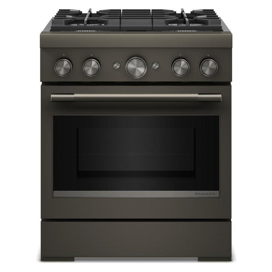 Kitchenaid KFDS930SBE 30-Inch 4 Burner Commercial-Style Dual Fuel Range With No Preheat Air Fry Mode