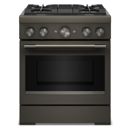 Kitchenaid KFDS930SBE 30-Inch 4 Burner Commercial-Style Dual Fuel Range With No Preheat Air Fry Mode