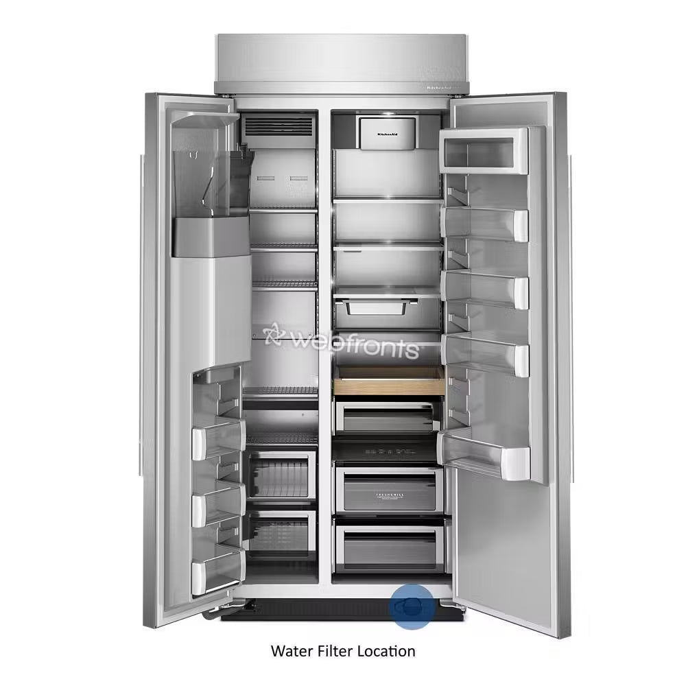 Kitchenaid KBSD736SPS 20.8 Cu. Ft. 36" Built-In Side-By-Side Refrigerator Features Exterior Water And Ice Dispenser With Measured Fill