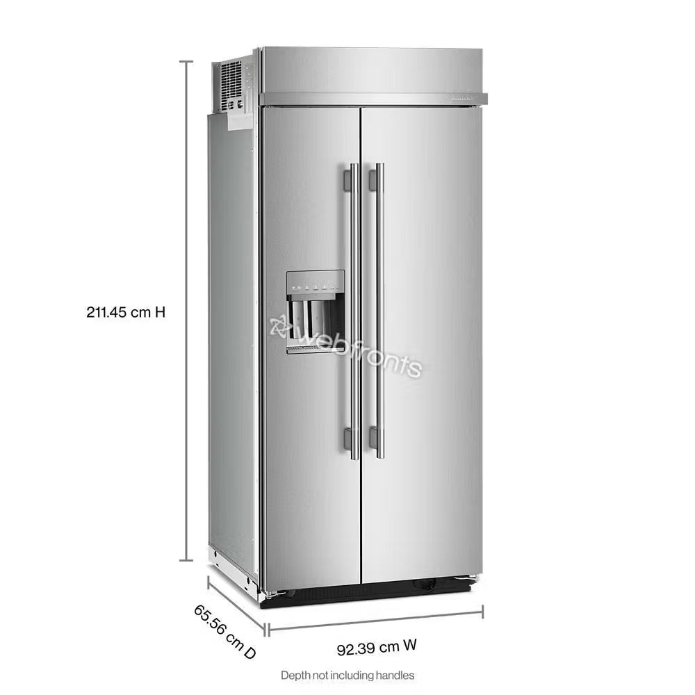 Kitchenaid KBSD736SPS 20.8 Cu. Ft. 36" Built-In Side-By-Side Refrigerator Features Exterior Water And Ice Dispenser With Measured Fill