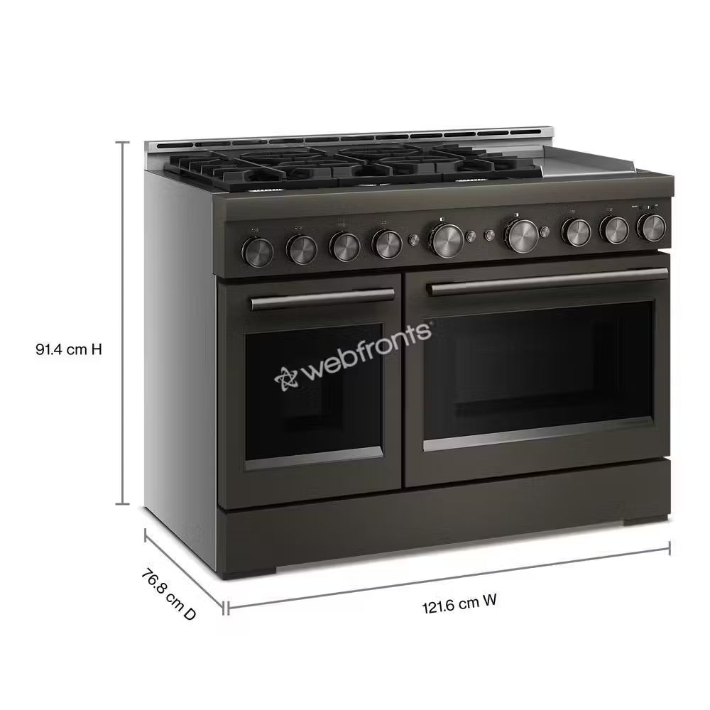 Kitchenaid KFGD948SBE Kitchenaid® 48-Inch 6 Burner Commercial-Style Gas Range With Griddle