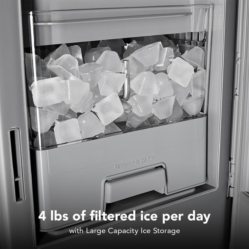 Kitchenaid KRFF436SPL 30 Cu. Ft. 36-Inch French Door Refrigerator With Exterior Water And Ice Dispenser And Wood-Look Sliding Tray In Porcelain White