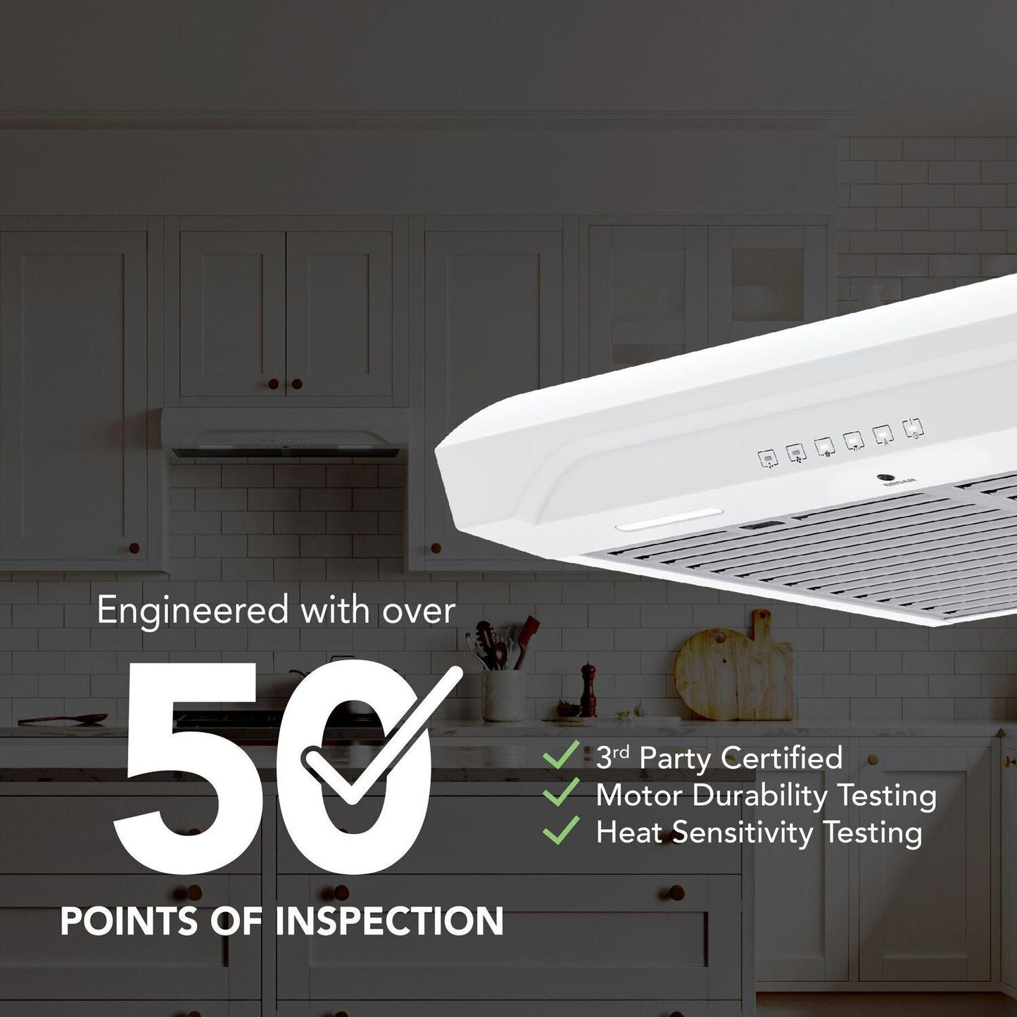 Broan ALT3304WW Alta 30-Inch 490 Max Blower Cfm 1.1 Sones White Range Hood