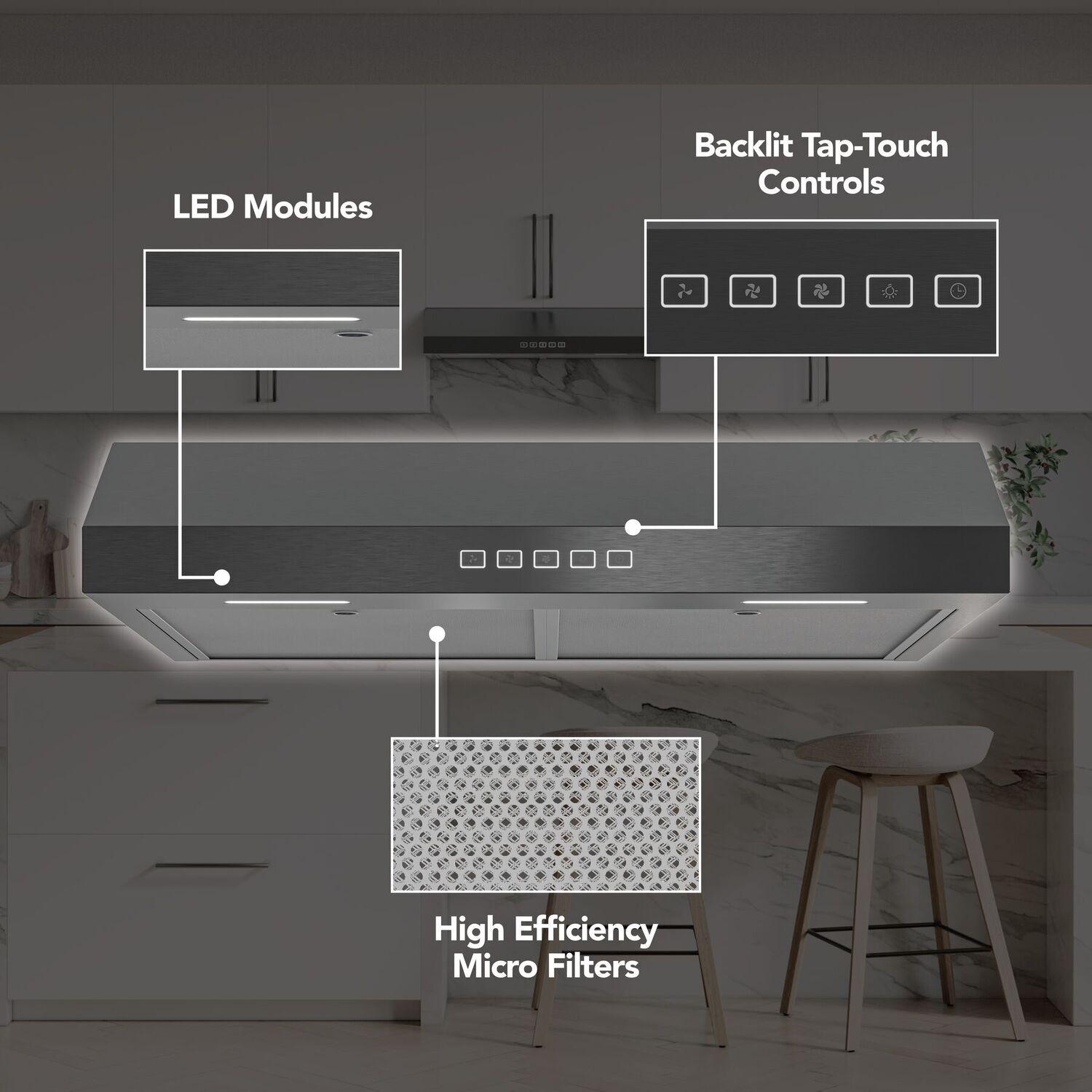 Broan GLA2303BLS Broan-Nutone 30-Inch Under Cabinet Range Hood, Energy Star, 350 Max Blower Cfm, Black Stainless Steel