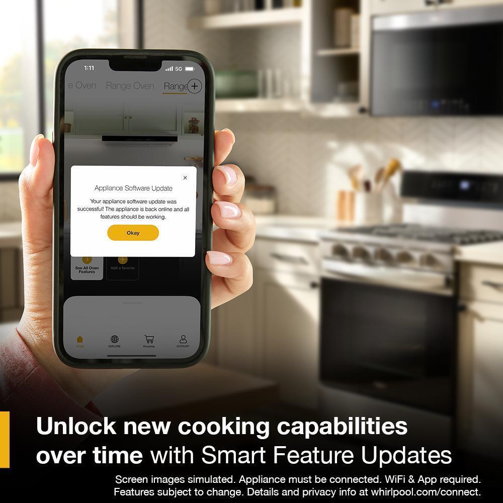 Whirlpool WSGS5030SW 30-Inch Gas Smart Range With Air Cooking Technology