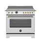 Bertazzoni HER365ICFEPXG 36 Inch Induction Range, 5 Heating Zones And Cast Iron Griddle, Electric Self-Clean Oven - Gold Accents Stainless Steel/Gold