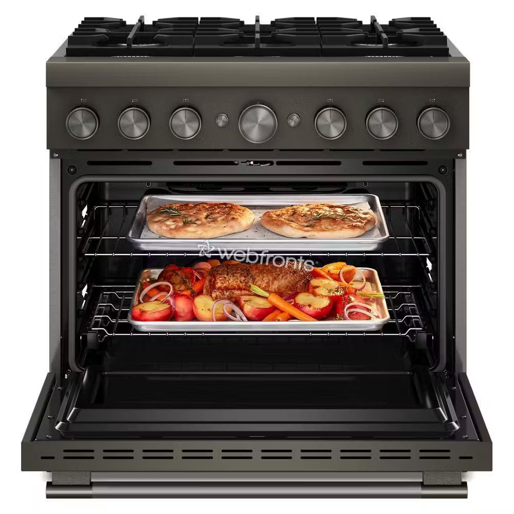 Kitchenaid KFDS936SBE 36-Inch 6 Burner Commercial-Style Dual Fuel Range With No Preheat Air Fry Mode