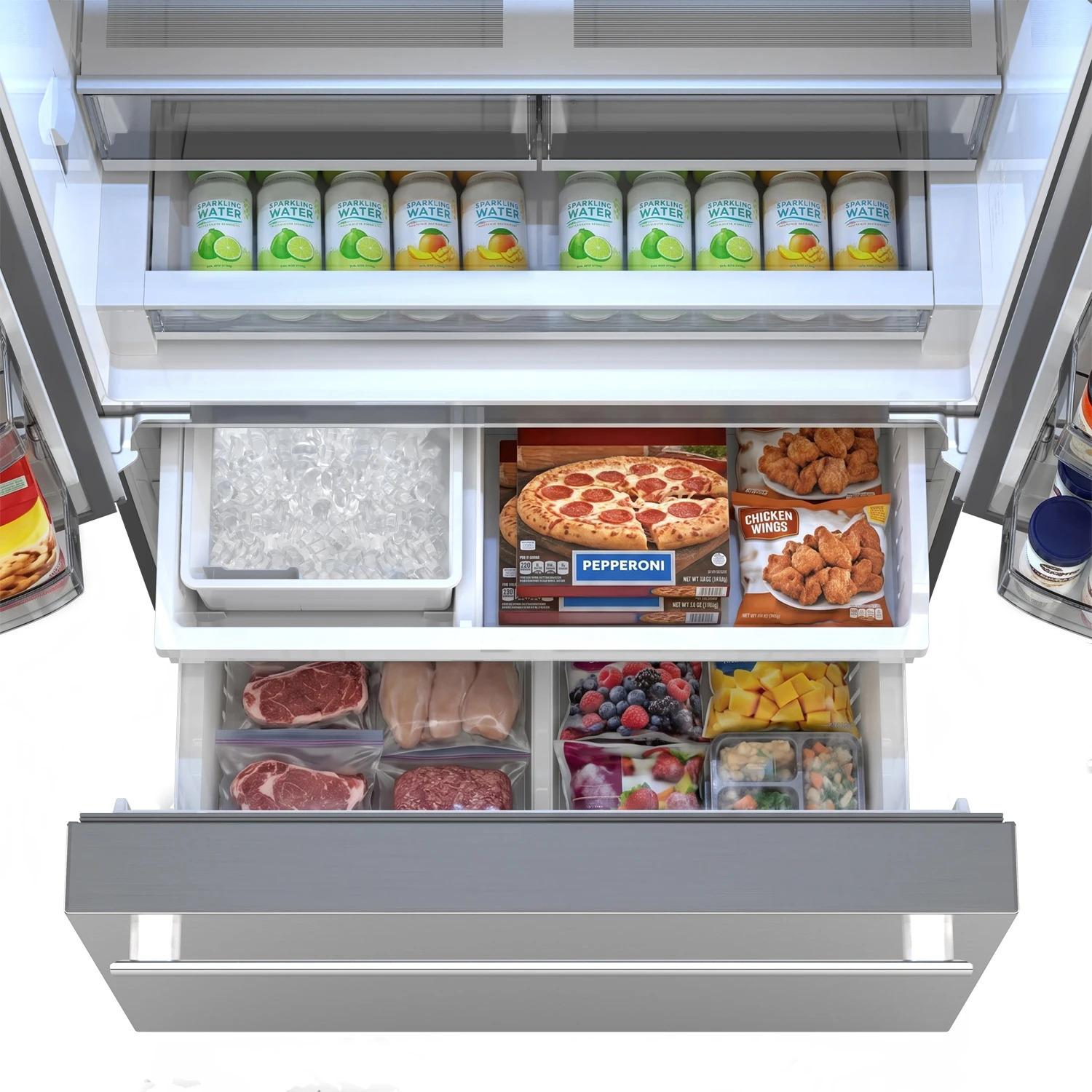 Sharp SJF2752MS Sharp 26.5 Cu.Ft. Counter Depth 36 In. French 3-Door Refrigerator With Internal Water Dispenser In Stainless Steel