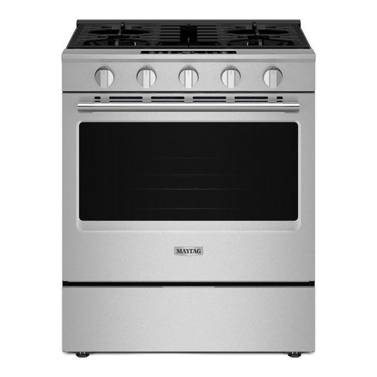 Maytag MSGS7030SZ 30-Inch Wide Slide-In Gas Range With Grill Mode And No Preheat Air Fry - 5.0 Cu. Ft.