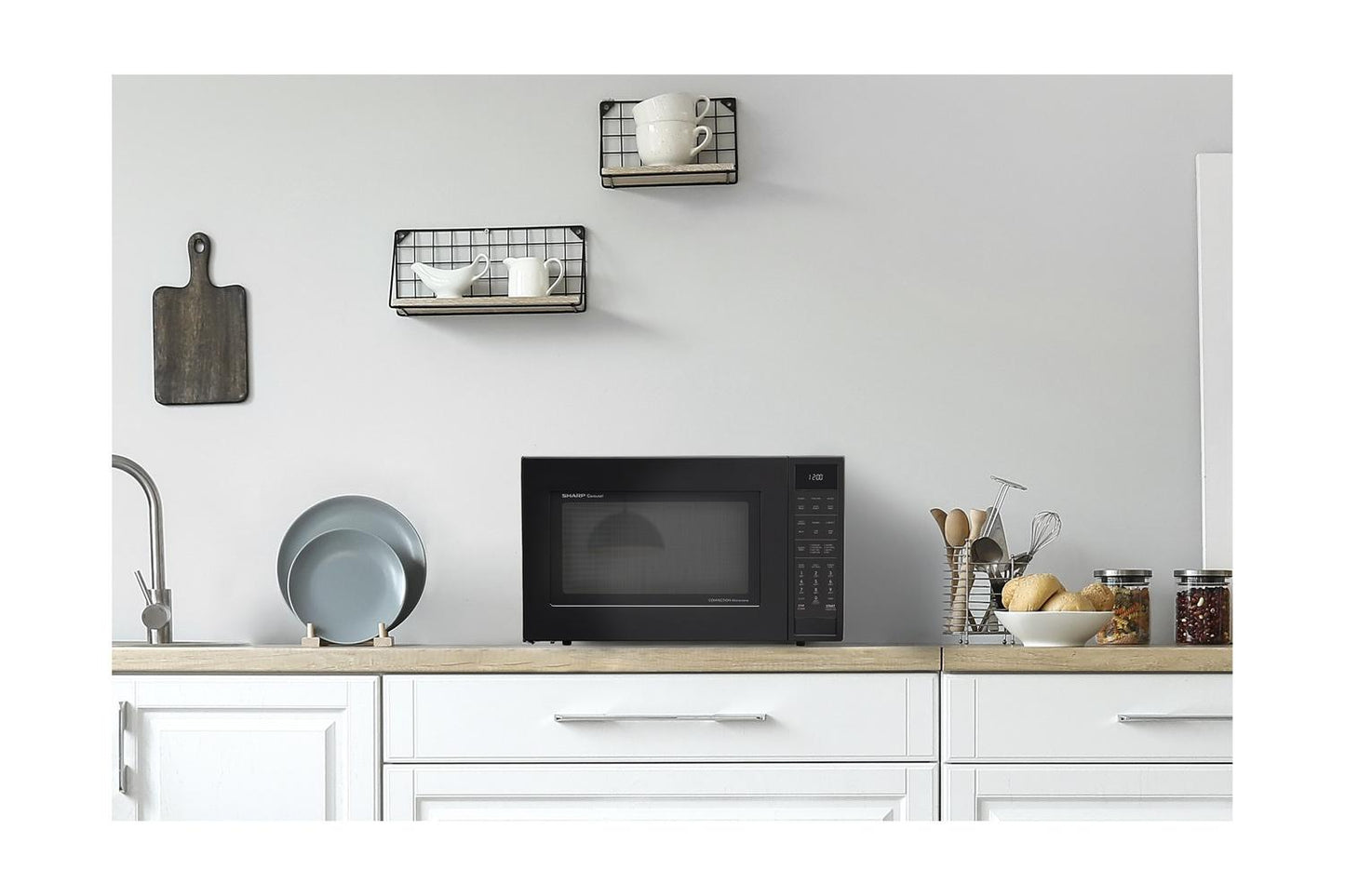 Sharp SMC1585KB Sharp 1.5 Cu. Ft. 900W Black Convection Countertop Microwave Oven