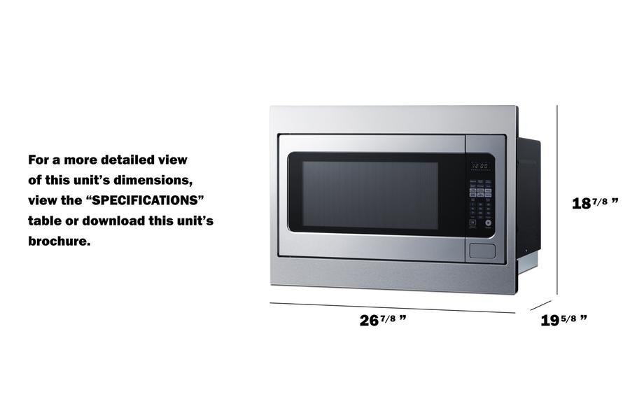 Summit SMBI27TK27 27" Wide Built-In Microwave (Trim Kit Included)