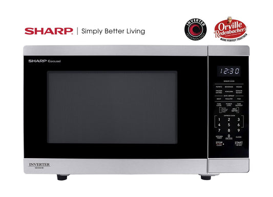 Sharp SMC1464KS Sharp 1.4 Cu. Ft. 1100W Stainless Steel Countertop Microwave Oven With Inverter Technology