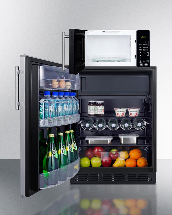 Summit MRF66BK2SSALHD Microwave/Refrigerator-Freezer Combination With Allocator