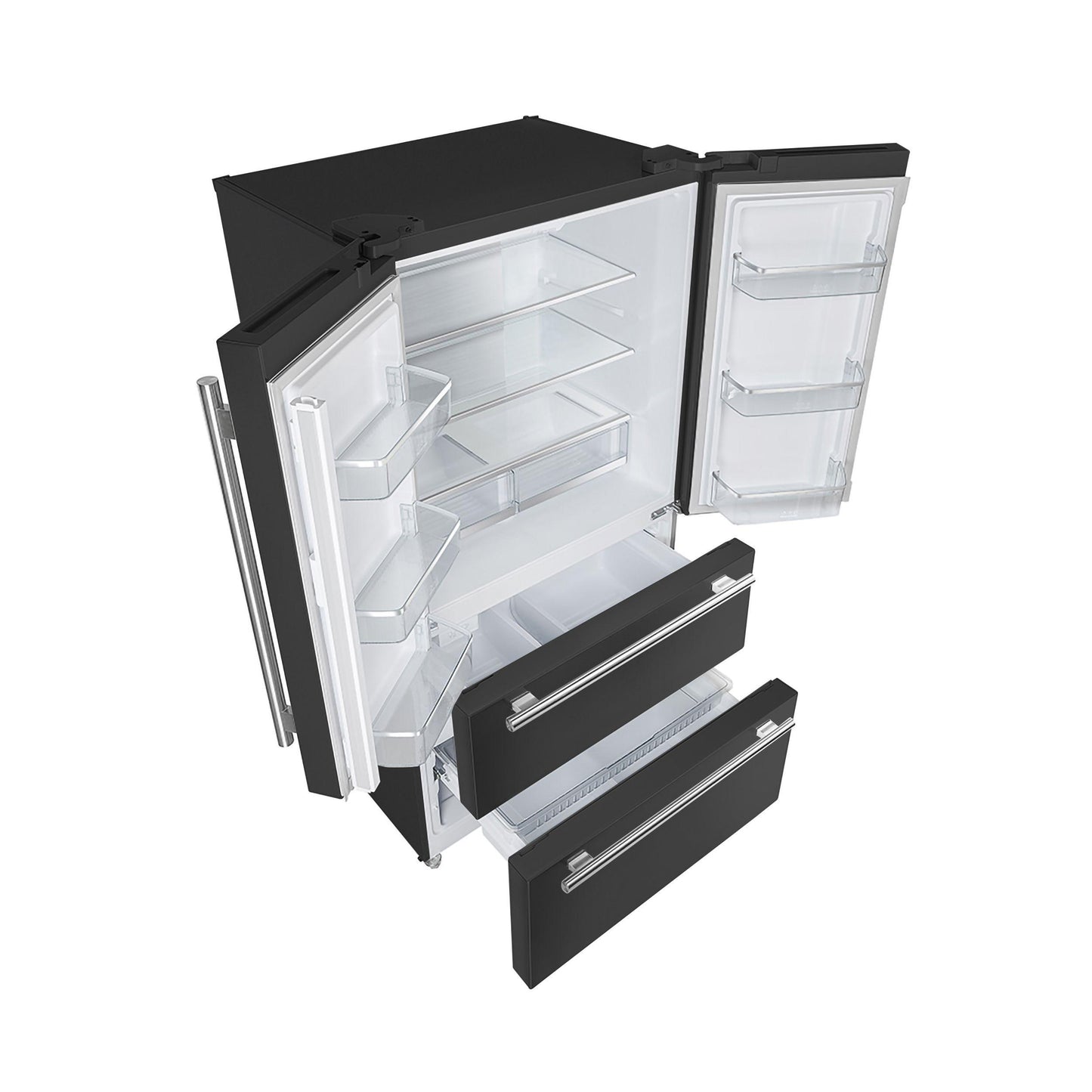 Forno FFRBI182036BLK Espresso Moena 36-Inch French Door Refrigerator In Black, 19.2 Cu.Ft