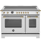 Bertazzoni HER486IGFEPXG 48 Inch Induction Range, 6 Heating Zones And Cast Iron Griddle, Electric Self-Clean Oven - Gold Accents Stainless Steel/Gold