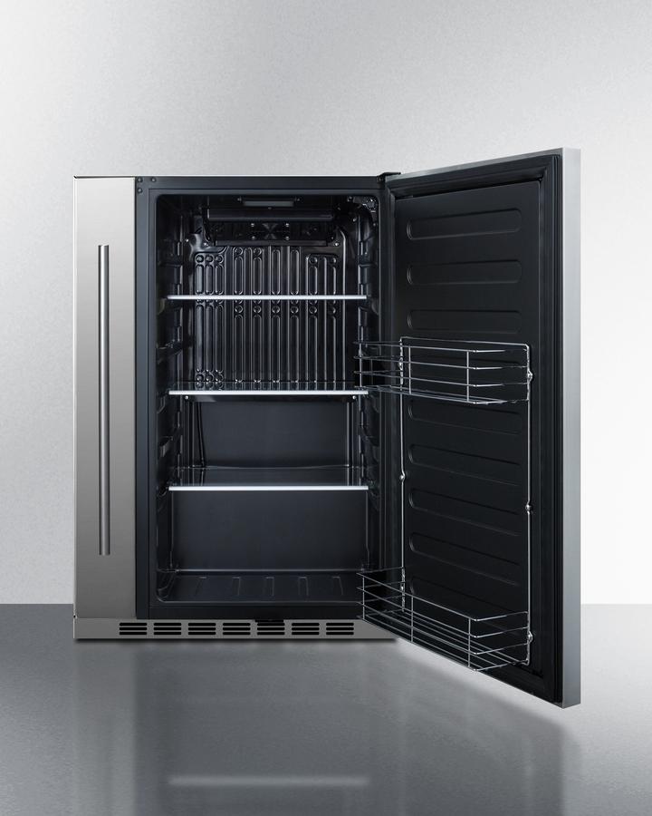 Summit SPR196OS24 Shallow Depth 24" Wide Outdoor Built-In All-Refrigerator With Slide-Out Storage Compartment