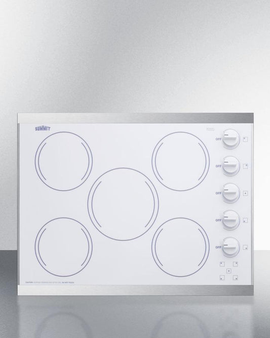 Summit CRS5B14W 27" Wide 230V 5-Burner Radiant Cooktop