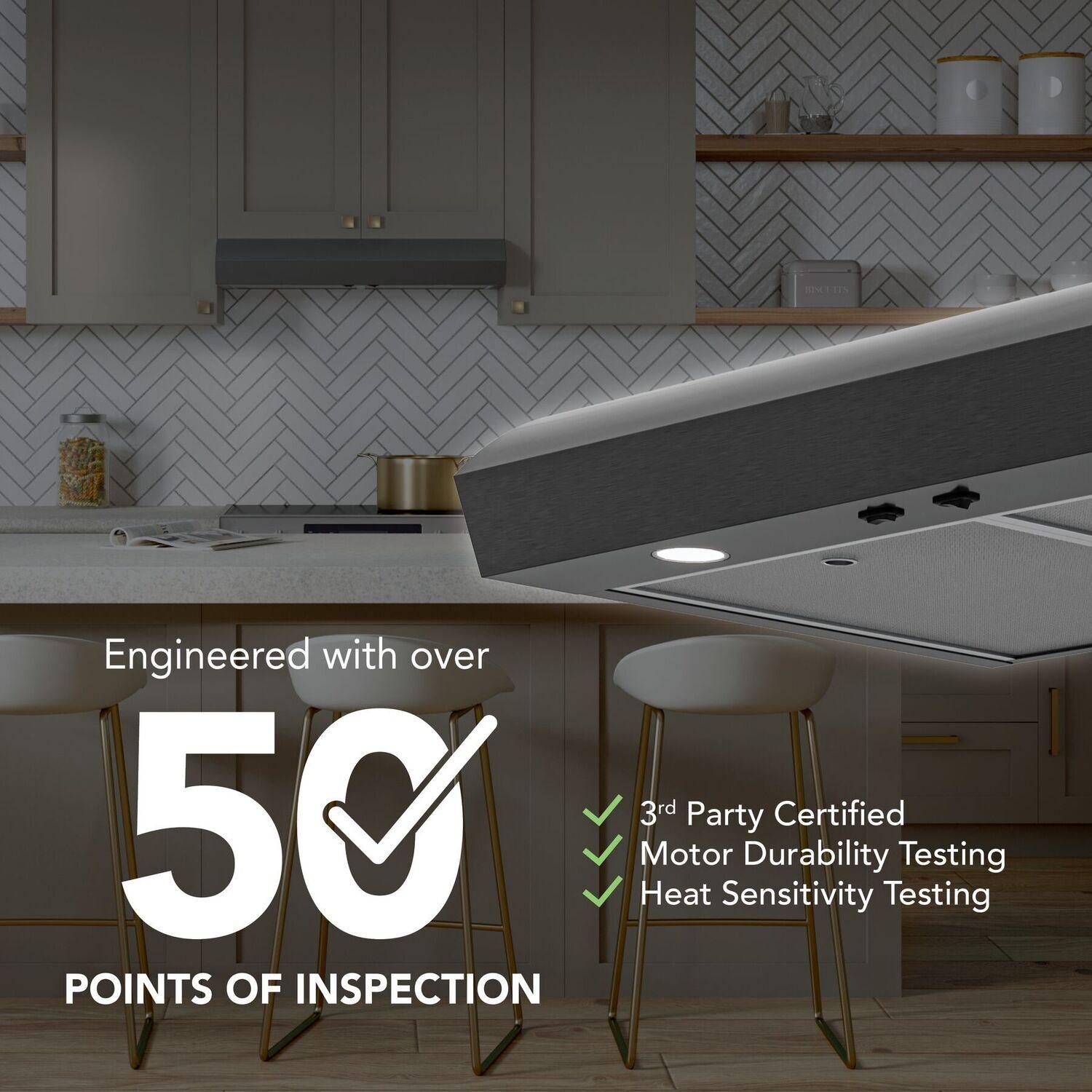 Broan MTR1303BLS Broan-Nutone 30-Inch Under Cabinet Range Hood, Energy Star, 350 Max Blower Cfm, Black Stainless Steel