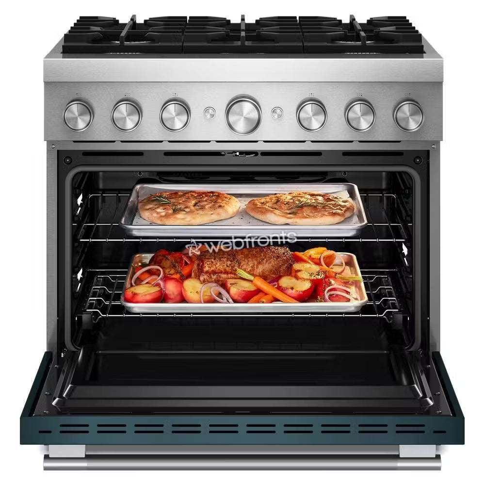 Kitchenaid KFDS936SAG 36-Inch 6 Burner Commercial-Style Dual Fuel Range With No Preheat Air Fry Mode