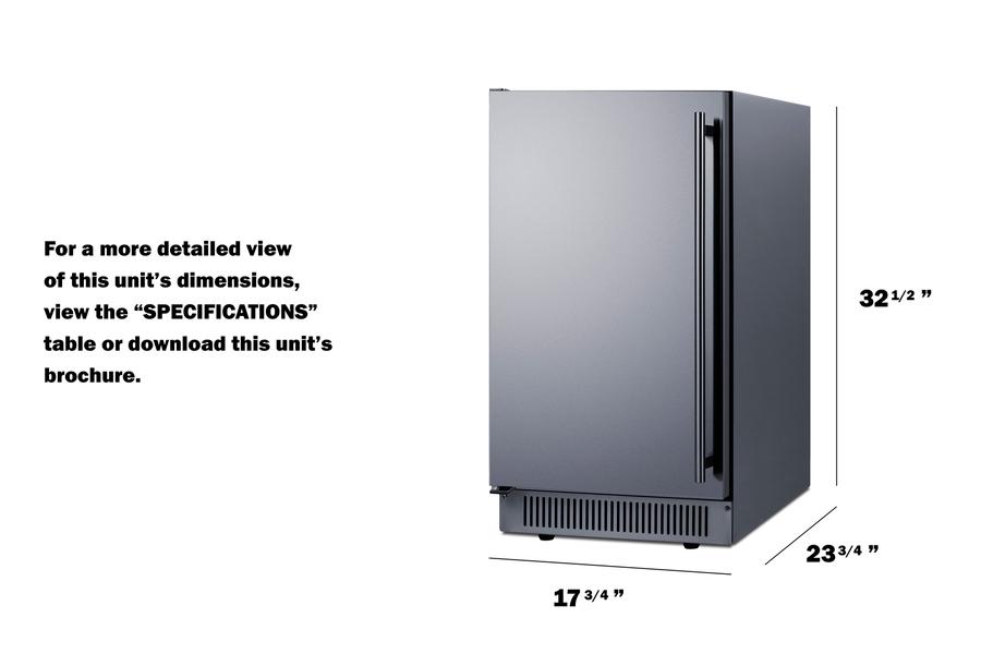 Summit BIM182ADALHD 18" Wide Clear Icemaker, Ada Compliant