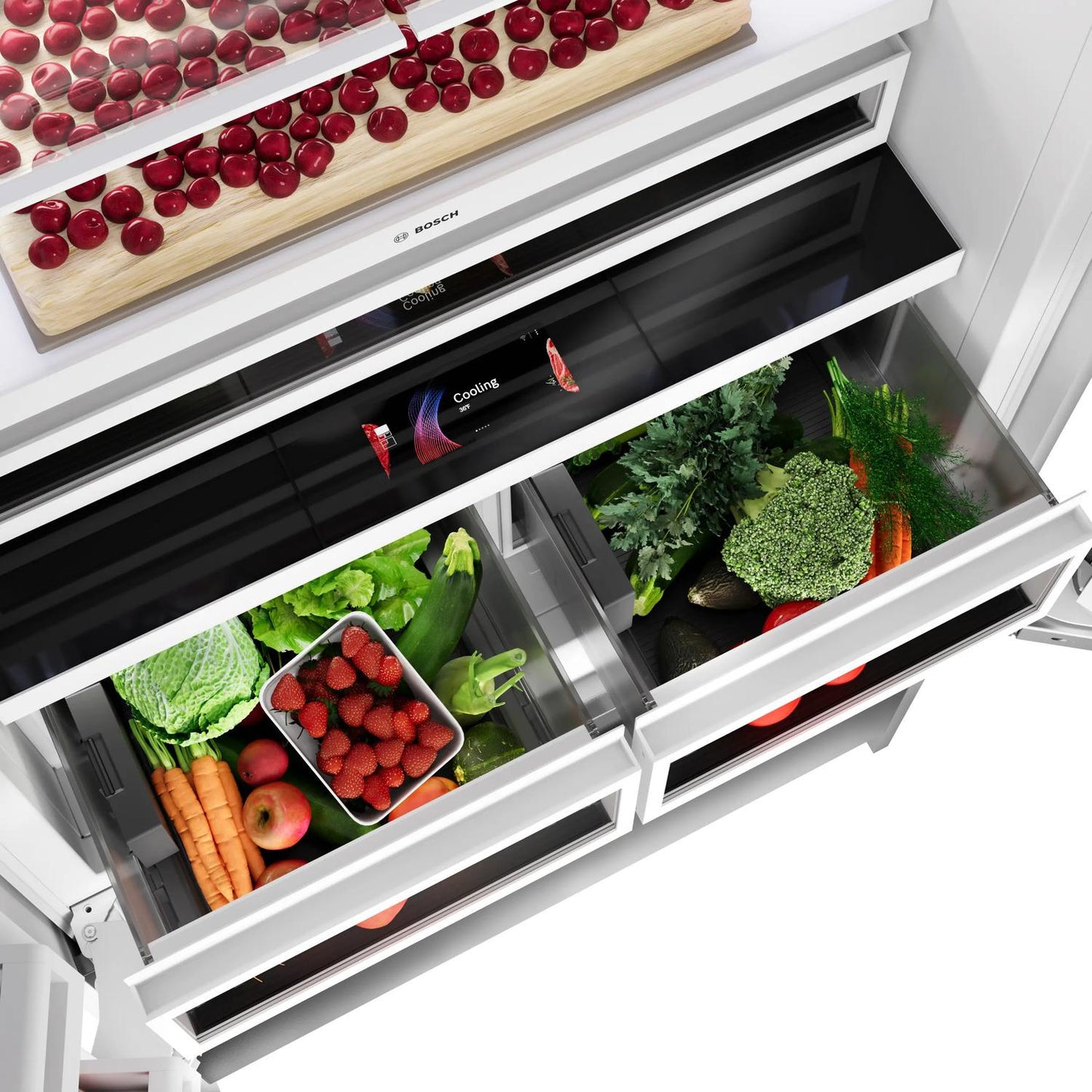 Bosch B36BT130NS Benchmark®, Vario Built-In Fridge-Freezer With Freezer At Bottom, 36'', Soft Close Flat Hinge