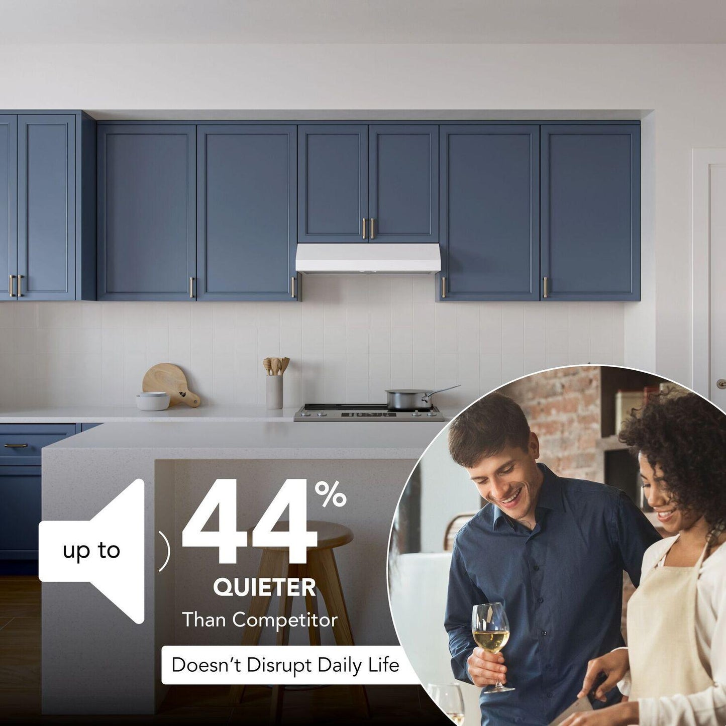 Broan GLA1423WW Glacier 42-Inch 350 Max Blower Cfm 1.5 Sones White Range Hood