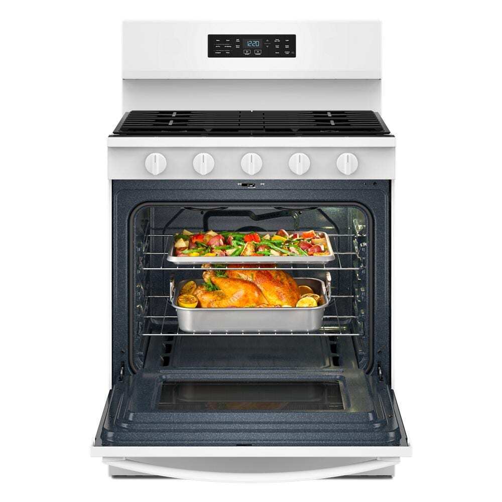 Whirlpool WFGS5730SW 30-Inch Gas Range With Air Cooking Technology And Ez-2-Lift™ Hinged Grates