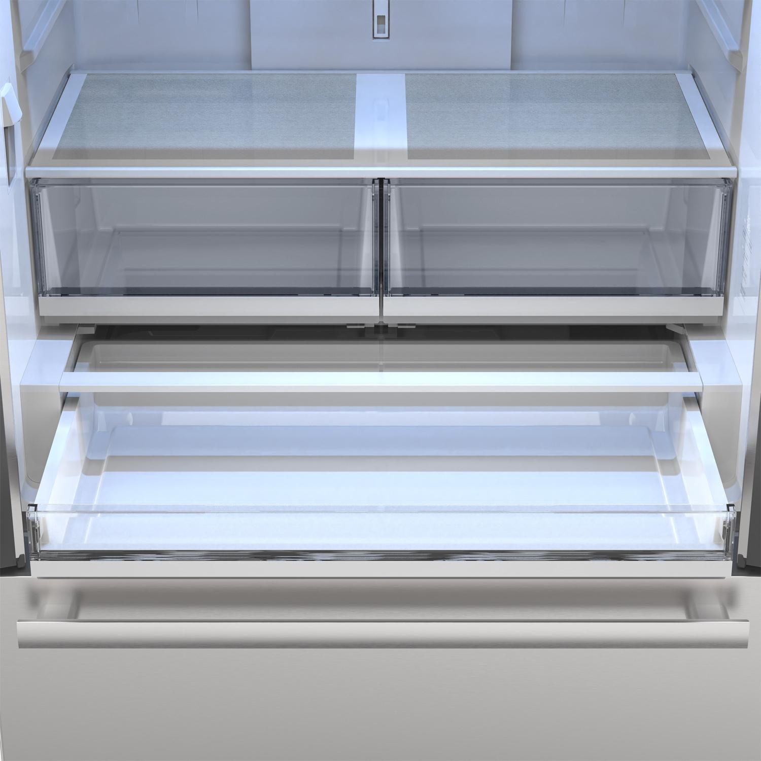 Sharp SJF2752MS Sharp 26.5 Cu.Ft. Counter Depth 36 In. French 3-Door Refrigerator With Internal Water Dispenser In Stainless Steel