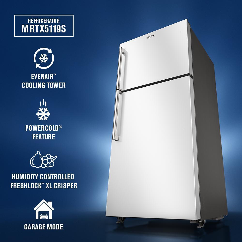 Maytag MRTX5119SW 30-Inch Wide Top-Freezer Refrigerator With Garage Mode-19 Cu. Ft.