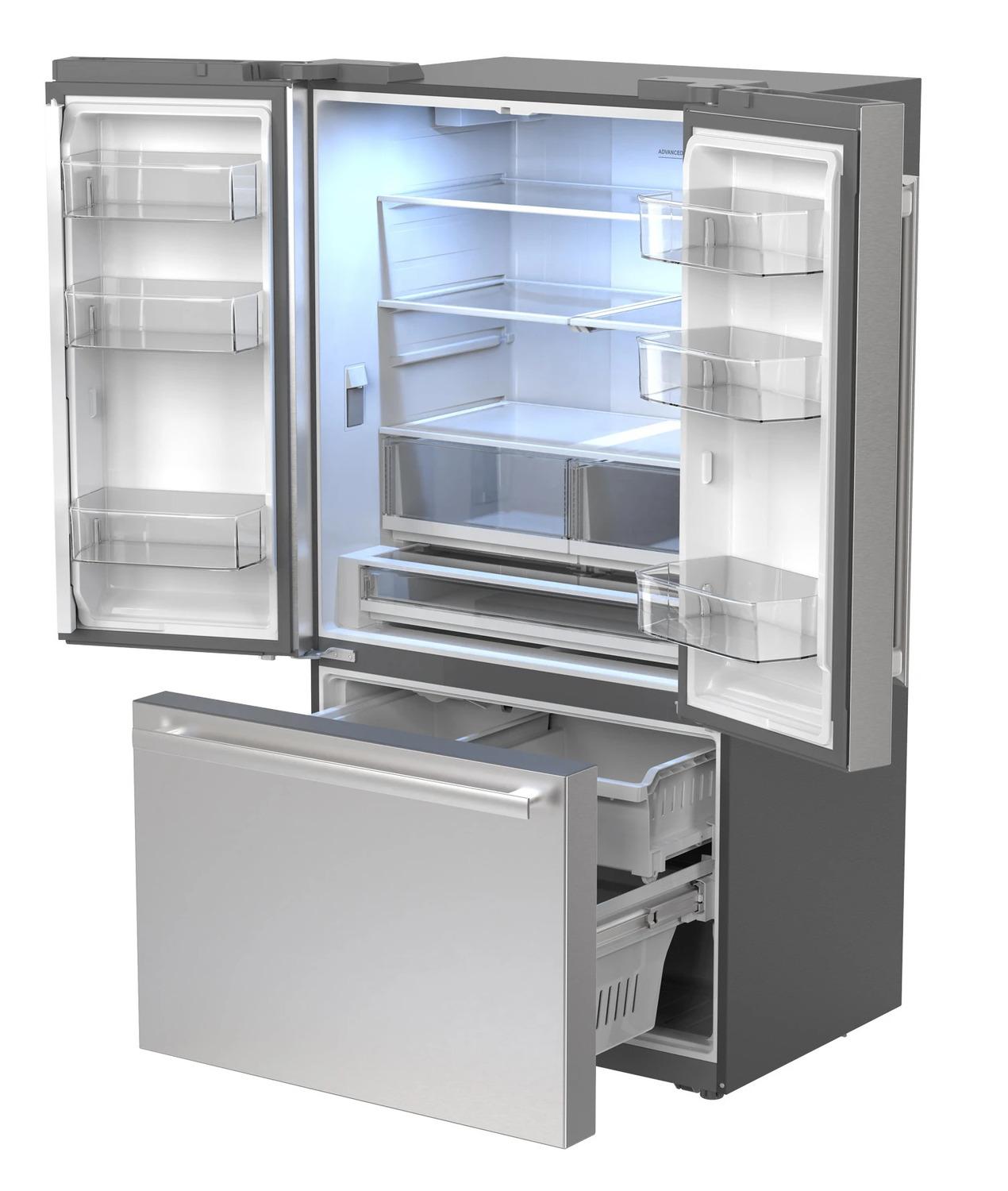 Sharp SJF2752MS Sharp 26.5 Cu.Ft. Counter Depth 36 In. French 3-Door Refrigerator With Internal Water Dispenser In Stainless Steel