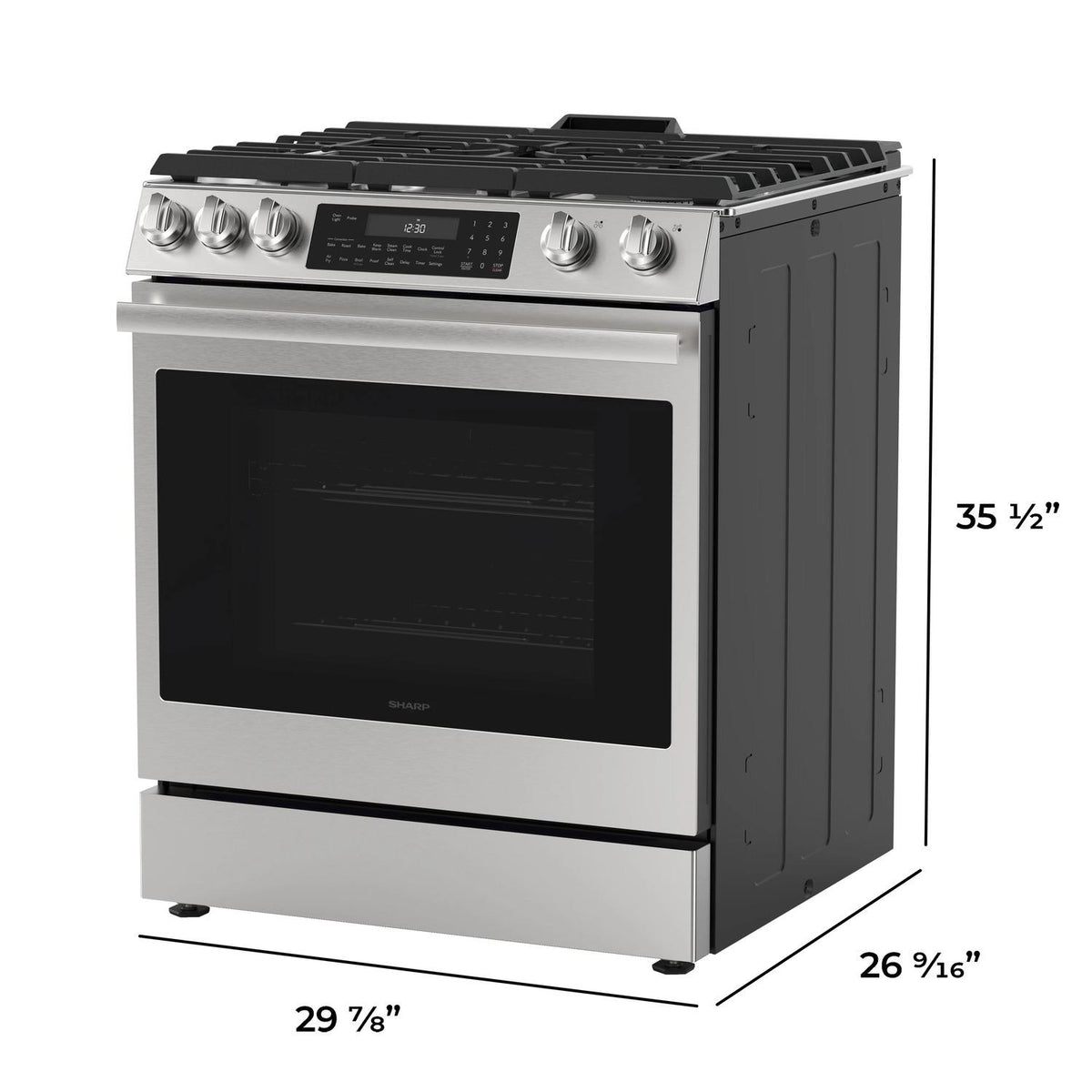 Sharp SSG3076SNS 30 In. 5 Burner 6.1 Cu. Ft. Slide-In Gas Range With True European Convection