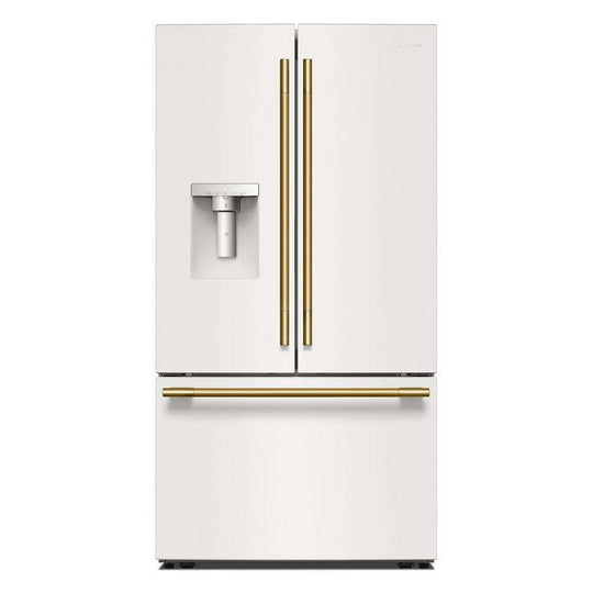Kitchenaid KRFF436SPL 30 Cu. Ft. 36-Inch French Door Refrigerator With Exterior Water And Ice Dispenser And Wood-Look Sliding Tray In Porcelain White