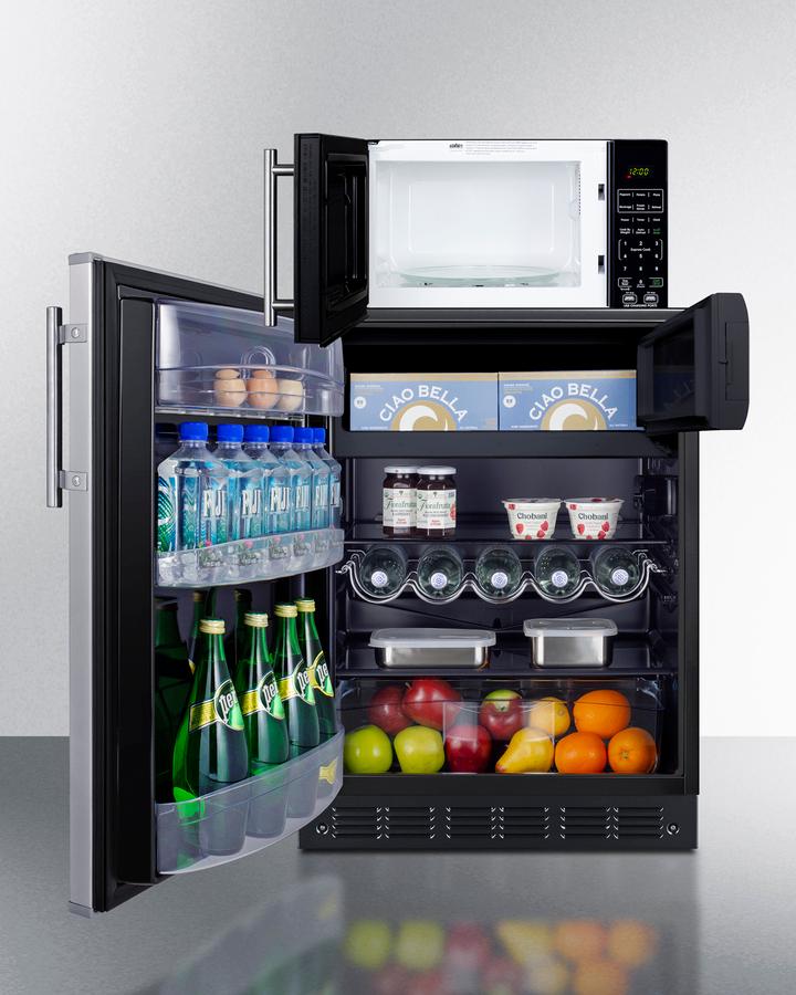 Summit MRF66BK2SSALHD Microwave/Refrigerator-Freezer Combination With Allocator