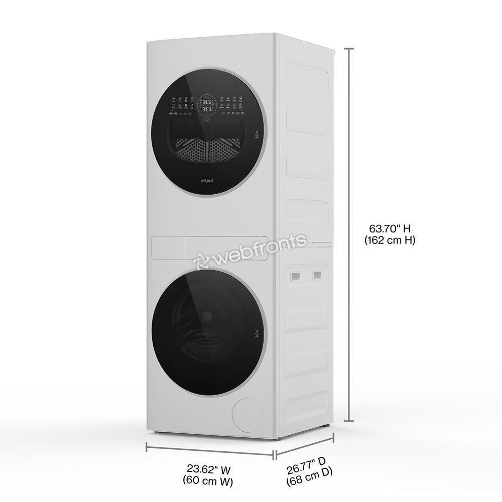 Whirlpool WFH5424SW Compact Energy Star® Ventless Heat Pump Laundry Tower With 2.7-Cu Ft Washer And Electric 4.3-Cu Ft Dryer